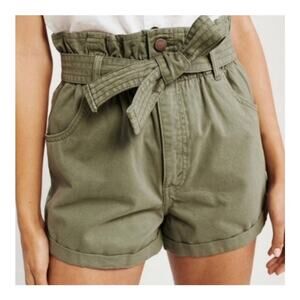 Abercrombie & Fitch | Size XS Army Green Short Paper Bag Shorts High Waist Tie
